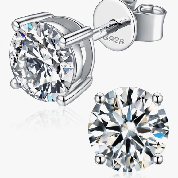 2 ctw moissanite white gold plated stud earrings - Picture 1 of 3